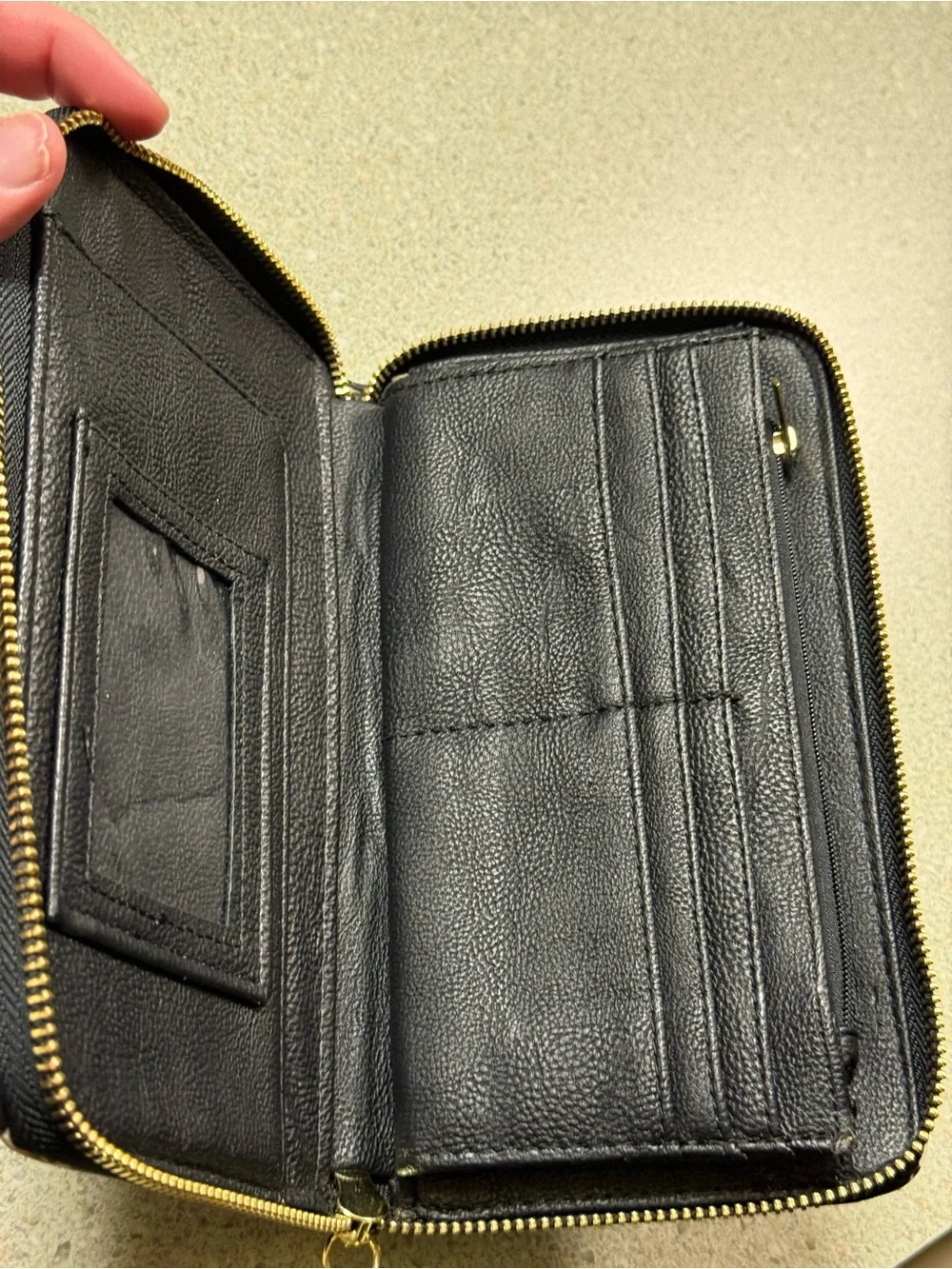 Betsey Johnson Frenchie Black Wallet with Pink Accent and Gold Logo Bar